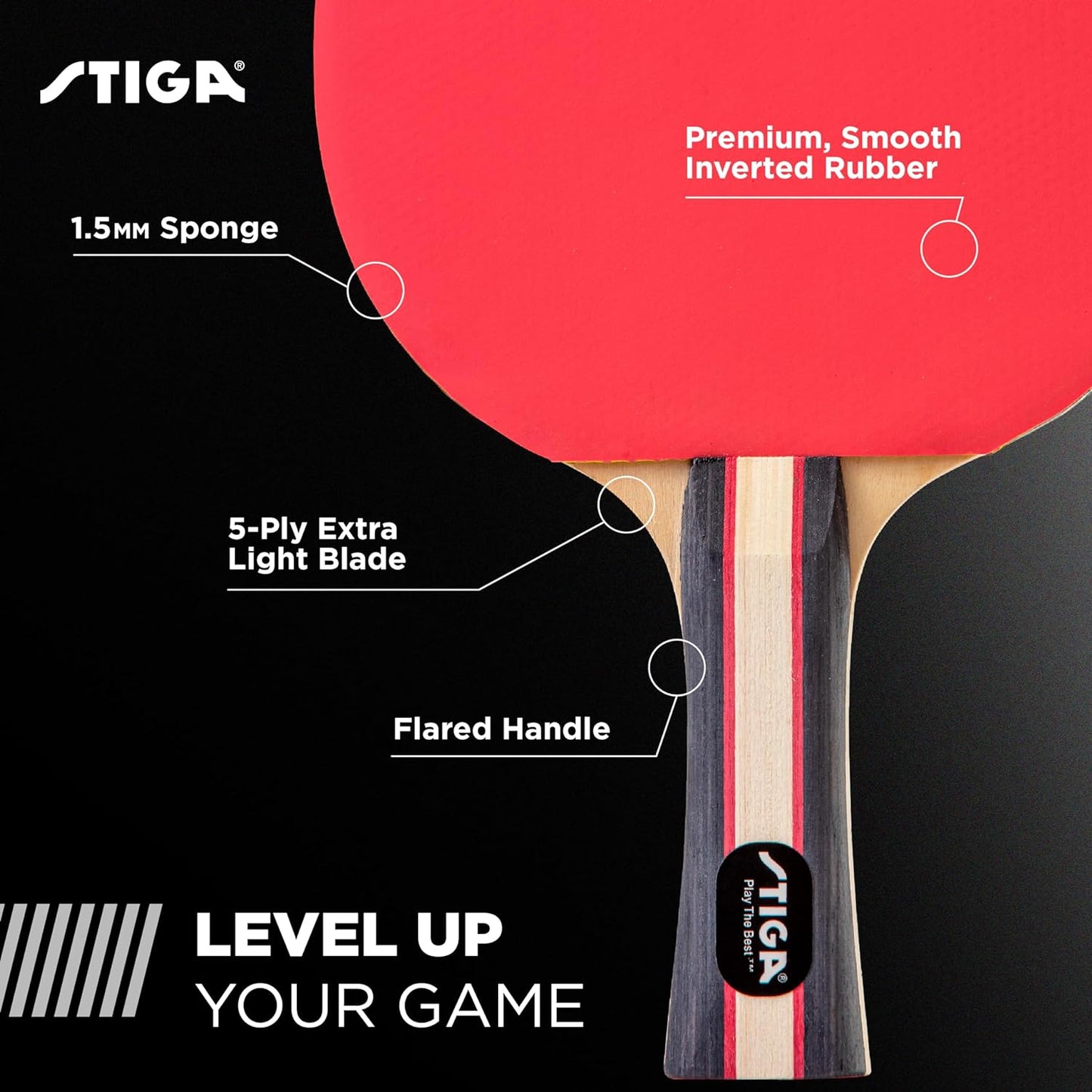 Performance Table Tennis Paddle Set for 4 Players with 6 Three-Star Orange and White Balls