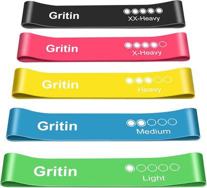 Professional Resistance Bands Set of 5 - Skin-Friendly Fitness Loop Bands with Varying Strength Levels and Travel Case - Perfect for Home, Gym, Yoga, and Training