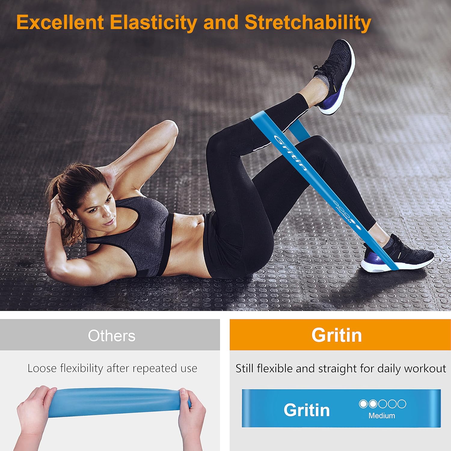 Professional Resistance Bands Set of 5 - Skin-Friendly Fitness Loop Bands with Varying Strength Levels and Travel Case - Perfect for Home, Gym, Yoga, and Training