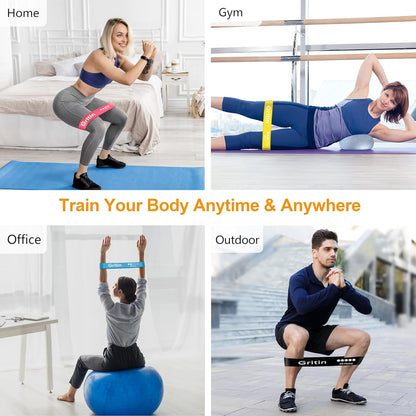 Professional Resistance Bands Set of 5 - Skin-Friendly Fitness Loop Bands with Varying Strength Levels and Travel Case - Perfect for Home, Gym, Yoga, and Training